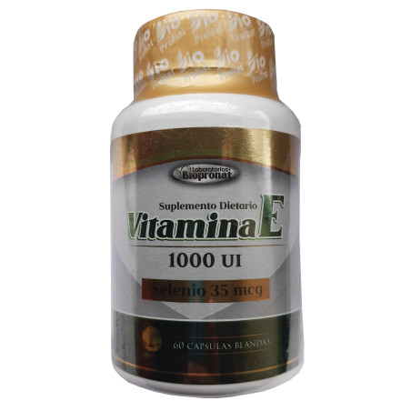 Vitamina E suplemento en capsulas blandas.