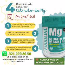 Citrato de Magnesio Foodline x 450g 4 beneficios.